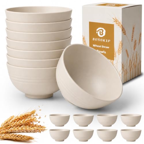 10 OZ Snack Bowl Set of 8, Unbreakable Ice Cream Bowl (Beige) - color: Beige, size: 10 oz