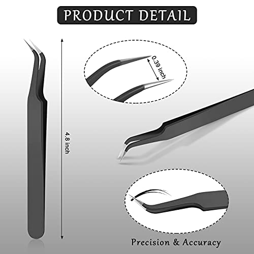 Honoson 9 Pcs Curved Pointed Craft Tweezers Precision Tweezer,Black - color: Black