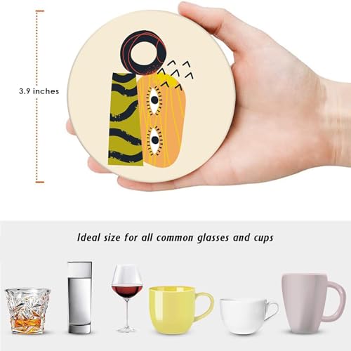 Britimes Coasters for Drinks, Set of 6, Ceramic Stone, Colorful Geometric - color: Abstract