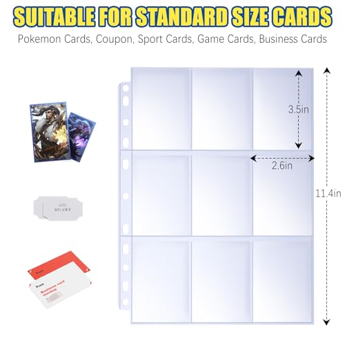 ABLY 900 Pocket Single Sided Card Sleeves, 9-Pocket, for 3 Ring Binder - size: Single-Sided