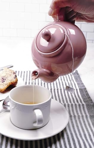 RSVP International Stoneware Teapot Collection, Microwave and Dishwasher Safe, 16 oz, Pink - color: Pink, size: 16 oz