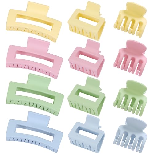 SMKSL 12 Pcs Hair Claw Clips for Women & Girls 3 Styles Hair Accessories - color: Colorful