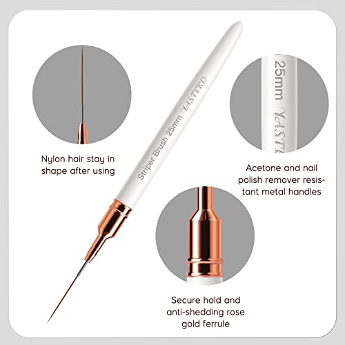 Yasterd 6pcs Striper Brush Set -Long Lines, Thin Details, Elongated Lines - color: White