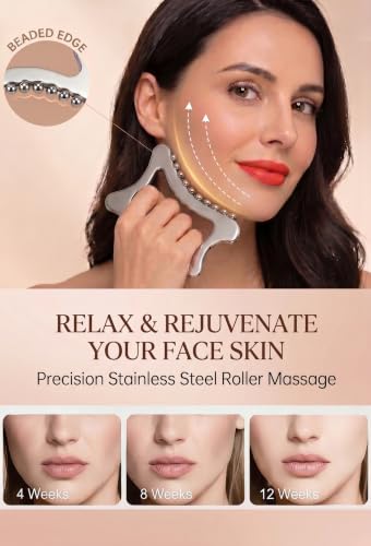 Lymphatic Contour Face Brush Stainless Steel Gua Sha Facial Tools, Lymphatic Drainage Brush Body Gua Sha Tool, Muscle Scraper Massage Tools Scraping Tool Physical Therapy Gua Sha Tool for Face