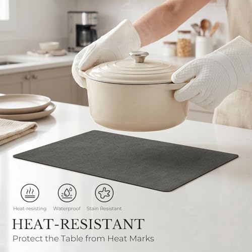 Romanstile Vinyl Placemats Set of 6, Reversible Faux Leather Wipeable Table Mats - color: Grey-black, size: PCS8