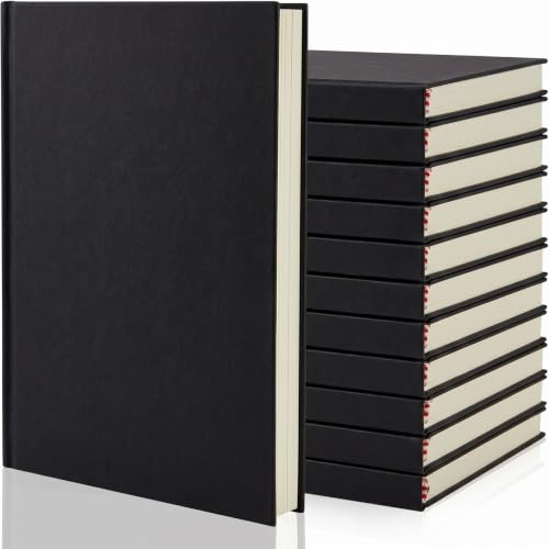 Henoyso 12 Pcs A5 Blank Notebook Journal Hardcover Sketchbook, 8.3 x 5.7 in - color: Black, size: 8.3x5.7 Inch