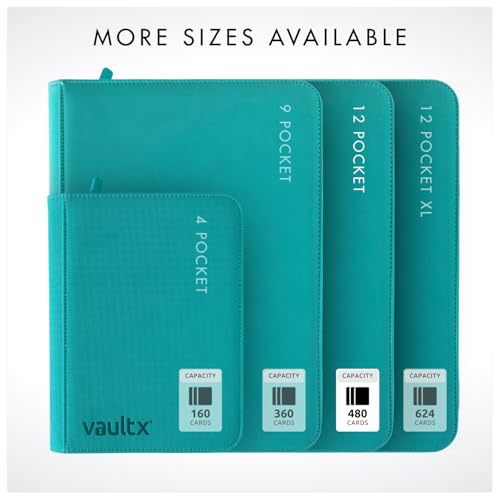Vault X 12 Pocket Zip Trading Card Binder 480 Cards Exo-Tec (Teal) - color: Teal, size: 12 Pocket