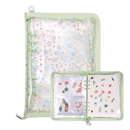 MUDOR 4 in 1 Sticker Storage Organizer Binder,Collecting Book Album Holder - color: Green