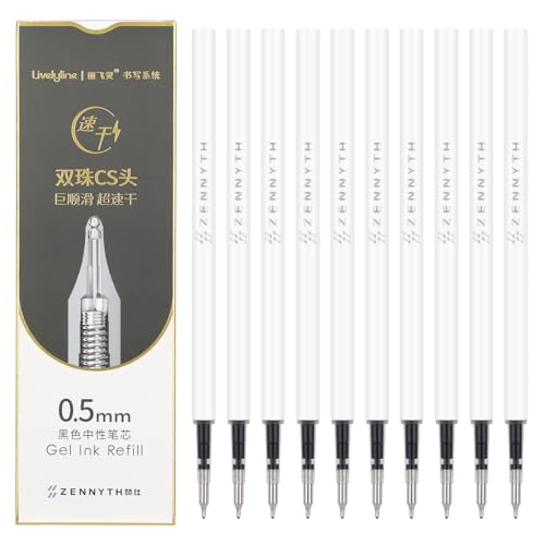 Ddaowanx 10 Pieces Gel Ink Pen Refills,Fine Point 0.5mm Tip Black Ink - color: 10 Pcs Gel Pen Refills