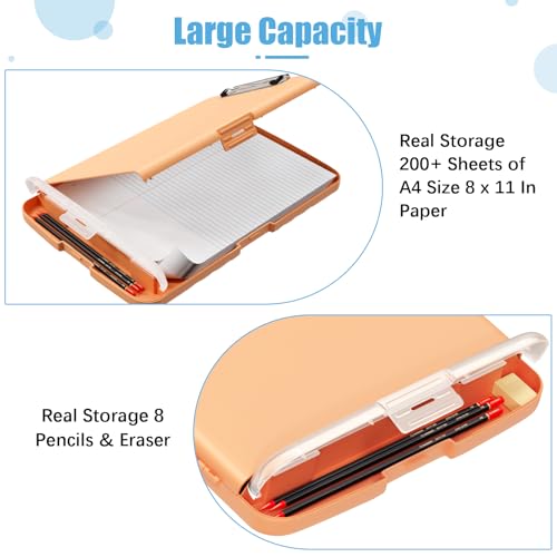Hongri Clipboard with Storage with Pencil Case, 8.5 x 11 Storage Clip Board - color: Light Orange