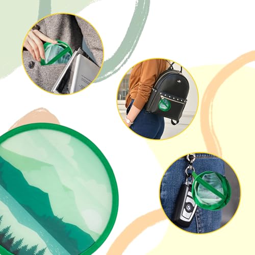 4 Styles Landscape Round Foldable Hand Fan Japanese Foldable Fan Style Handheld Foldable Compact Cooling Fans,Round Folding Fan for Outdoor Games,Xmas Decoration,Festival,Party Favors,Travel,Events - color: 4Pcs Landscape