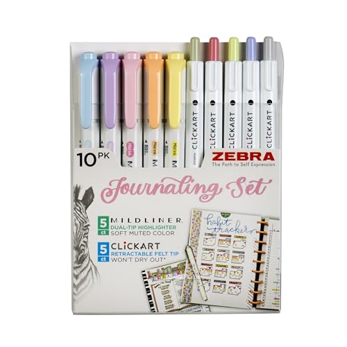 Zebra Pen Journaling Set, MILDLINER & CLiCKART, Assorted Colors, 10-Pack - style: Premium Journaling Set 12 Pack