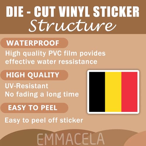 (3PCS) Belgium Flag stickers, Countries Flag Stickers - Waterproof Vinyl Decals For Laptops, Tumblers, Water Bottles, Books, Scrapbooks, Size 3 x 2.5 - color: Belgium