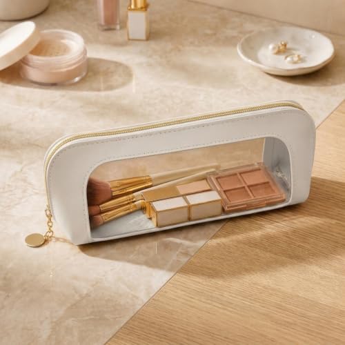 Makeup Brush Bag, Makeup Brush Case, Travel Makeup Brush Pouch, Makeup Bag - color: White