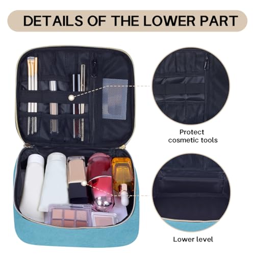 Double Layer Makeup Bag with Adjustable Dividers, Green - color: Light Green