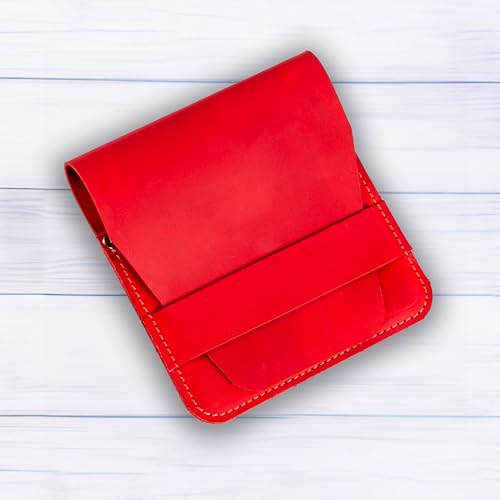 Leather Manicure Set Case Grooming Kit Organizer (Red) - color: Red