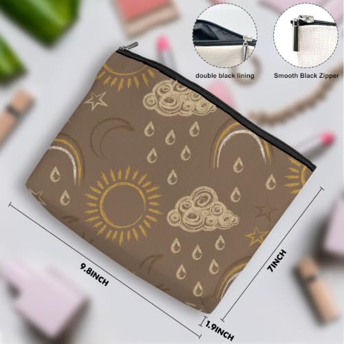 Boho Sun Moon Celestial Makeup Bag,Makeup Organizer Cosmetic Bags for Women - color: BohoWeather