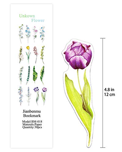 Colorful Flower Bookmarks, 30 PCS (Unknown Flower)