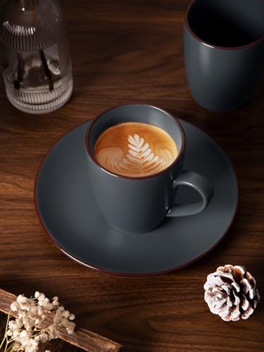 famiware Venus Coffee Mugs Set of 4, 13 oz Ceramic Stoneware Mug Cup Set - color: Charcoal, size: 4pcs