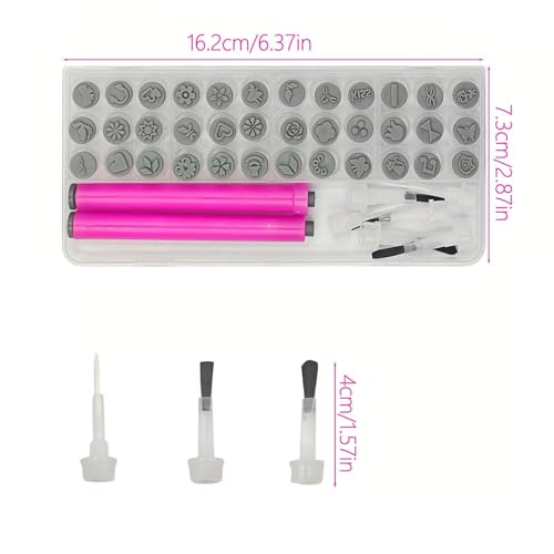 44pcs Nails Art Stamp Pen Set, Containing 36 Kinds Of Nail Stamp Patterns, 1 Stamp Pen, 1 Brush Pen, Three Kinds (Two Of Each Kind) Replaceable Brush Heads, Suitable for DIY Design Nails Set