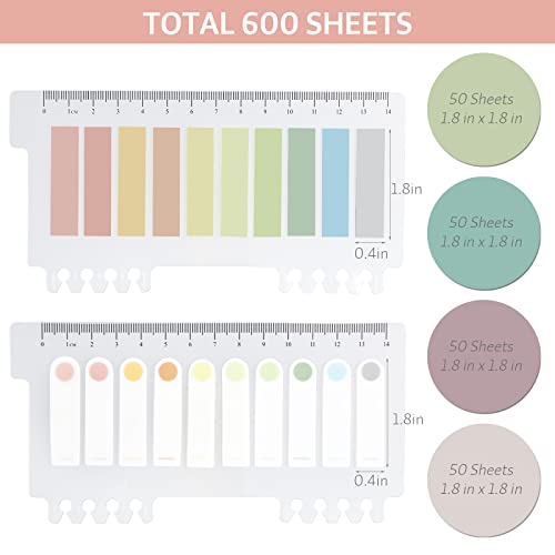 Transparent Sticky Notes, Pastel Round Clear Sticky Note Tabs for Annotating Books,600 Sheets Morandi Translucent Sticky Notes Book Tabs Sticky Tabs Book Markers Office & School Supplies - color: 24 Colors