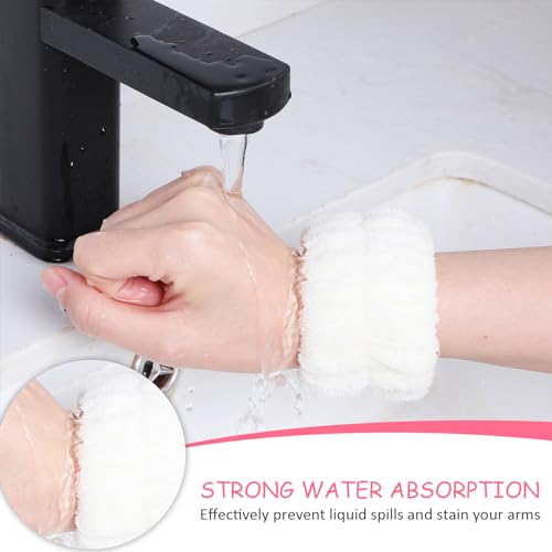 Chuangdi 4 Pairs Wrist Bands for Washing Face Microfiber,Khaki, Beige - color: Khaki, Beige