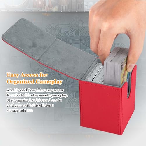 Arkeiliy MTG Deck Box 110+ Storage Sleeved Cards for Magic Commander - color: Red