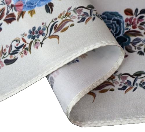JERLA 100% Mulberry Silk Neck Scarf 21"x21" Small Square Scarfs for Women Gift Packed - color: Beige Flowers and Birds