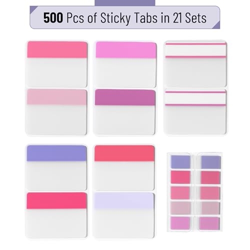 Mr. Pen- Sticky Index Tabs, 500 Pcs, 21 Sets, Blossom - color: Blossom