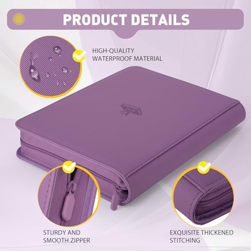 Trading Card Binder 9 Pocket, 360 Pockets Card Collection Binder - color: Purple