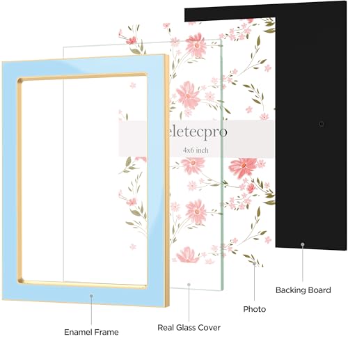eletecpro 4x6 Enamel Picture Frame with Real Glass Cover, Sky Blue, 2-Pack - color: Sky Blue, size: 4x6