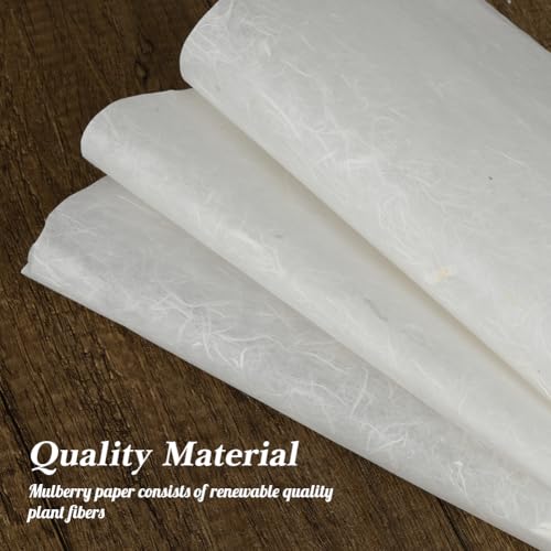 Chordobe Handmade Mulberry Paper Sheets - A4 Natural Fiber Rice Paper Decoupage Washi Paper for DIY Art Craft