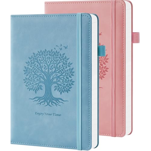 Lined Journal Notebook for Women Men, 2 Pack, 160 Pages per Pack, A5 (5.7'' x 8.4") Hardcover Journaling Notebook College Ruled for Writing Work, School Office Supplies, Pink & Blue, 100GSM Paper - color: Pink_Blue, size: A5