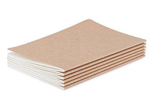 TWONE Travel Journal, 6 Pack Notebook Journal for Travelers Work School Writing Note Taking Kraft Brown Soft Cover A5 Notebooks 5.5” x 8.3”, 60 Square Grid Pages, 30 Sheets - style: Squared