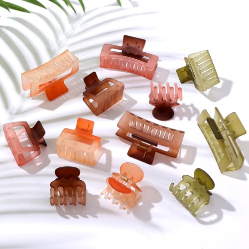 SMKSL 12 Pcs Hair Claw Clips for Women & Girls 3 Styles Hair Accessories - color: Earthy Ombre