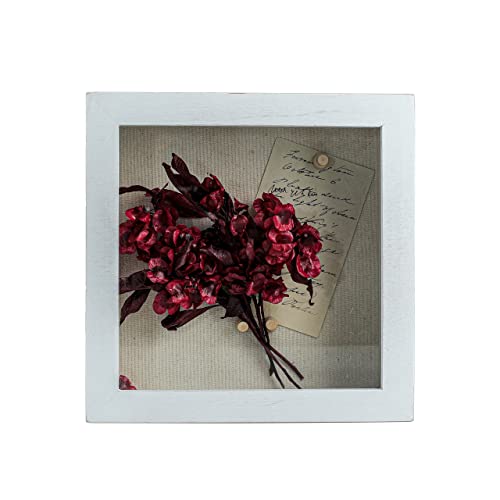 Freezing point Shadow Box Frame 8x8 Shadow Boxes Display Case with Linen Back Memorabilia Awards Medals Bouquet Photos Picture Badge Wedding Memory Box for Keepsakes White Small Pin Board White - color: White, size: 8×8