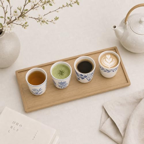 Japanese Style small tea cups set, Ceramic Espresso Cups, Cortado cups - color: Floral Pattern