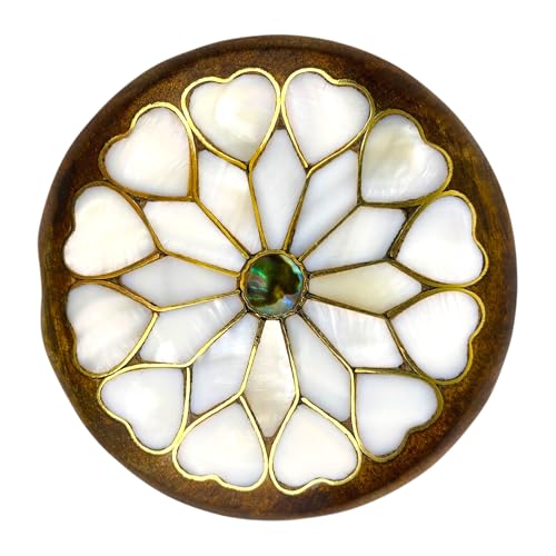 Handmade Natural Wooden Compact Mirror with Abalone Shell and Mother of Pearl Inlay- Magnifying Make Up Mirror- Unique Gift for Valentines Day- Personalized Gift for Her (Heart#2) - color: Heart#2