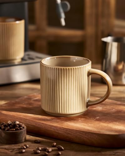 famiware Coffee Mug Set of 4, Star 12 oz Ceramic Mugs Cups Set with Handle - color: Star-Cream, size: 4 Count (Pack of 1)
