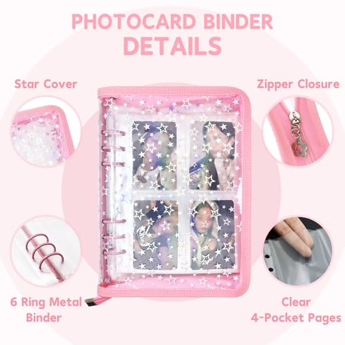 A5 Photocard Binder Holder Photo Card Storage Book 320 Pockets, Pink - color: Pink