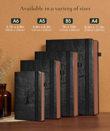Small Journal Notebook 3.7"x6.8", 300 Page Lined Paper Pocket Size Notebook - color: Black, size: A6 (3.7in x 6.8in)