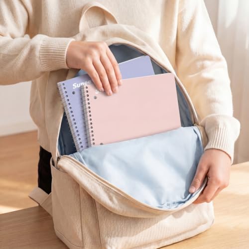 SUNEE Spiral Notebooks, 1-Subject, 5 Pack, College Ruled Paper, 8" x 10-1/2", 70 Sheets per Notebook,3-Hole Punched Paper, Pink,Purple, Blue, Green, Yellow Spiral Lined Notebooks for School,Work - style: Pastel | 5 Pack