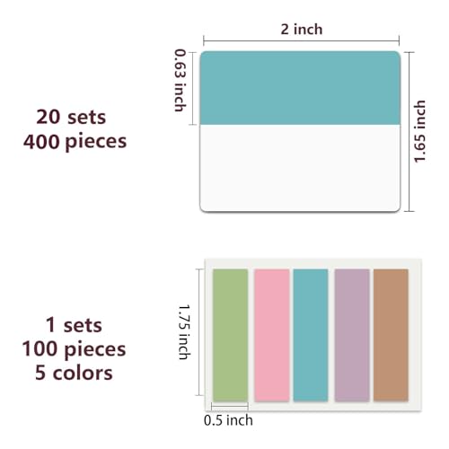 ELII 500 PCS Sticky Tabs 2 Inch Index Tabs,Page Markers File Tabs - color: Macaron, size: 500