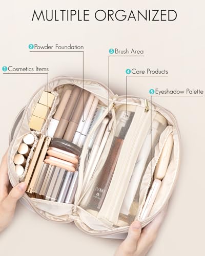 VLANDO Makeup Travel Bag,Vacation Essentials，Letter H,Off White - color: 14.White-H