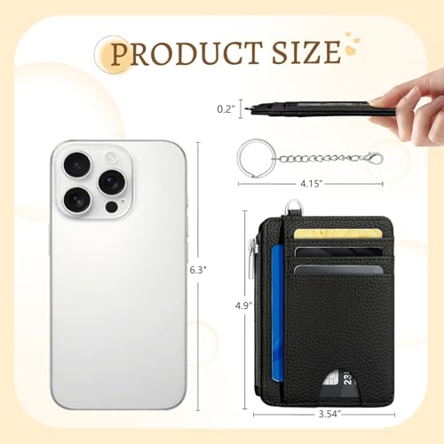 Kelvoris Credit Card Holder Small Wallet Women, Slim RFID, Black - color: Solid Black