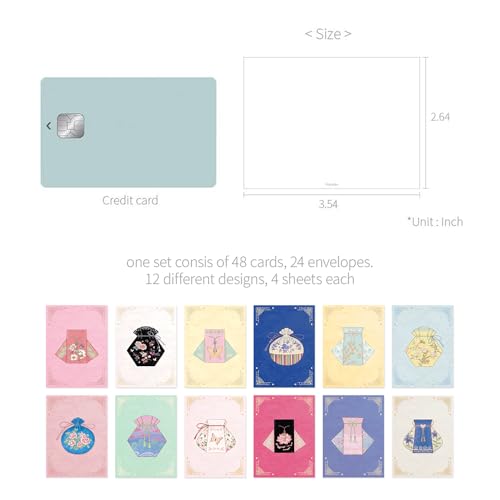Monolike Day by Day Card, 103 Lucky Pouch - Mix 48 Mini Single cards, 24 envelopes Package - color: 103 Lucky Pouch