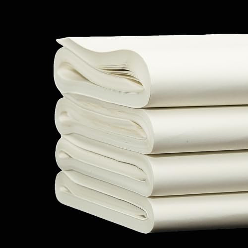 KYMY Chinese/Japanese Calligraphy Paper 100PCS, Sumi/Rice Paper for Writing Painting Drawing Practice, Chinese Brush Ink Xuan Paper, Half Sheng Shu (Half Raw Ripe) (34 x 69 cm (13.38 x 27.16 Inch)) - size: Half Sheng Shu(Raw Ripe)-34x69cm(13.4 x 27.2in)