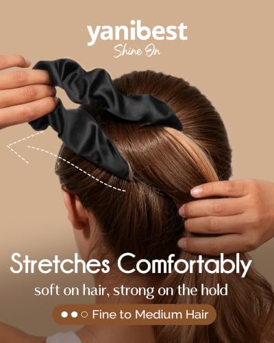 Yanibest 8 Pcs Satin Scrunchies - Silk Feeling Scrunchies Ponytail Holders - color: Black
