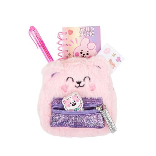 VOTUM Pink Bear Keychain Charm for Backpacks, Purses, Handbags, Car Keys with Stationery Set - Includes Mini Notebook, Gel Pen, Eraser, Stickers - Portable & Fun Gift for Tweens & Adults Ages 8+ - style: Pink Bear