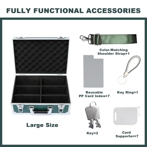 Collectable Trading Card Cases, Toploaders Storage Box, Magnetic Card Storage Hard Cabinet, Graded Card Storage Case, Sports & Trading Collector Storage Box (Green) - color: Green, size: Large